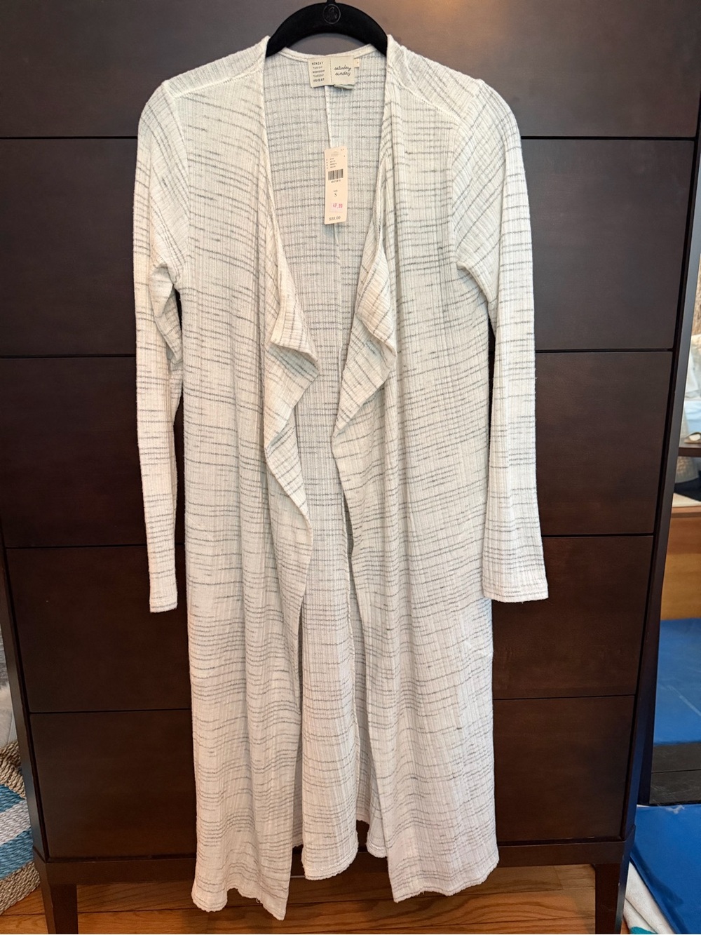 Anthropologie Light Gray Open-Front Long Cardigan NWT Women’s Size Small